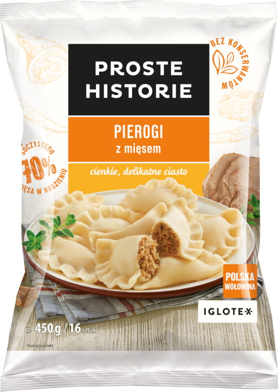 Pierogi Proste Historie z Mięsem 450G