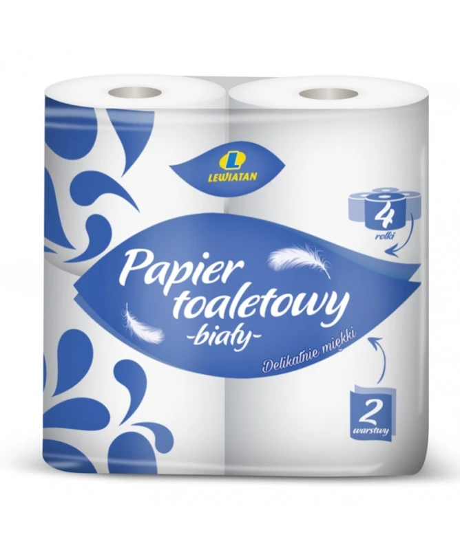 Papier toaletowy Biały Lewiatan 4 rolki 2 warstwy