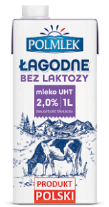 Mleko Łagodne Polmlek UHT  Bez Laktozy 2% 1L