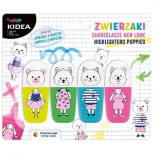 Zakreślacze Zwierzaki 4kolor Kidea