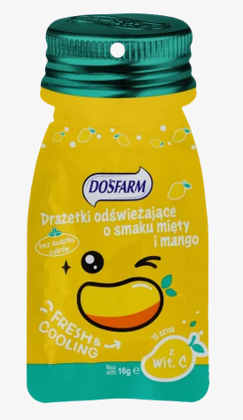 Drażetki odświeżające mięta + mango, DOSFARM 16 g