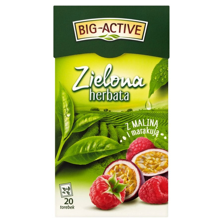 Herbata Big Active Zielona Malina z Marakują 34G (20 torebek)