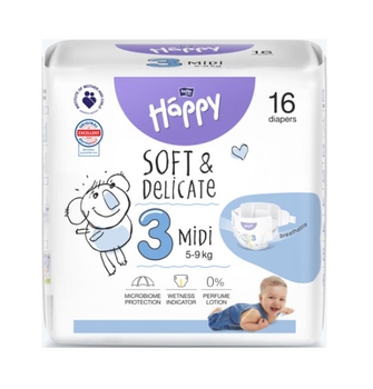 Bella Baby Happy Pieluszki jednorazowe 3 midi 5-9 kg 16 sztuk