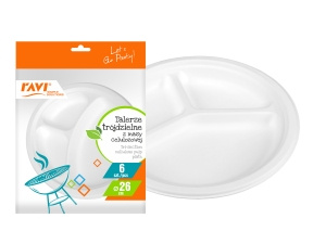 Talerze Trójdzielne Z Masy Celulozowej  6szt Ravi 