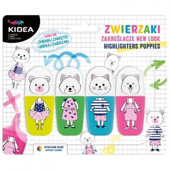 Zakreślacze Zwierzaki 4kolor Kidea