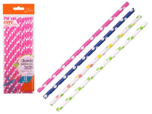 Słomki Papierowe DOTS  12szt Ravi 